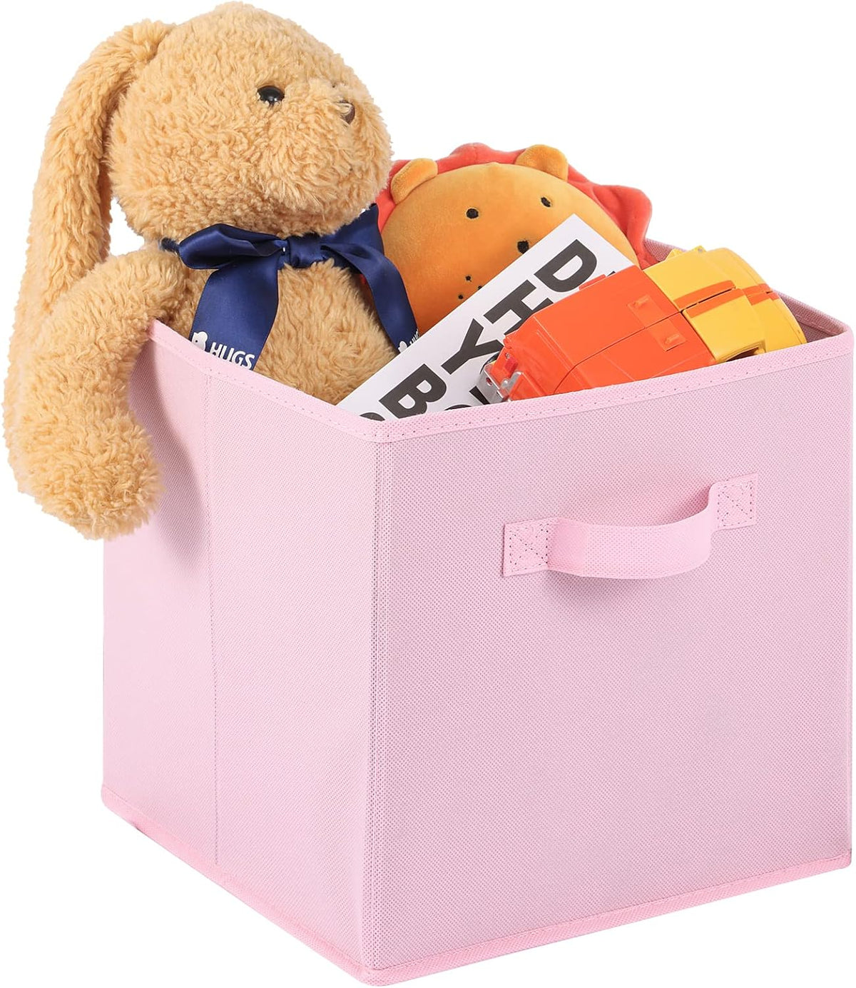 Stero Fabric Storage Bins 6 Pack Fun Colored Durable Storage Cubes with Handles Foldable Cube Baskets for Home, Kids Room, Closet and Toys Organization Pink