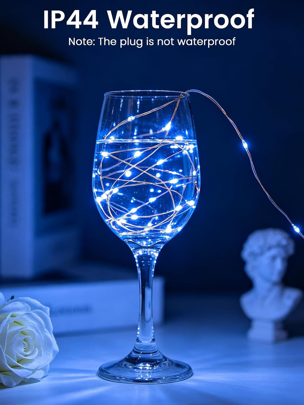 EEW 2 Pack Fairy Lights Plug in 99 FT 300 LED Christmas String Lights Blue