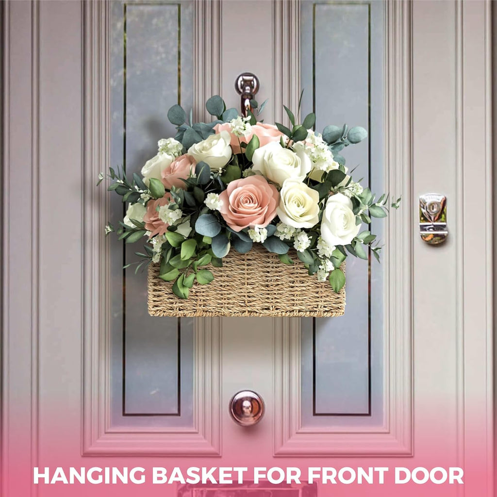 Handwoven Seagrass Wall Magazine Holder - Natural Hanging Organizer for Mail, Newspapers & Magazines, Books & Files - Decorative Boho Storage Basket for Entryway, Bathroom, Living Room, Office.