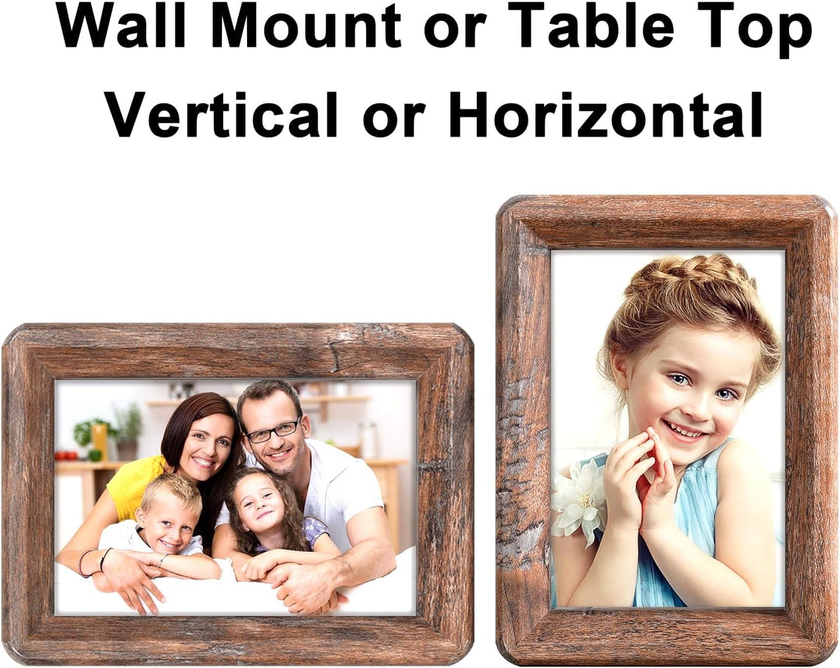4x6 Wooden Picture Frame,Rustic Barn Wood with Clear Tempered Glass
