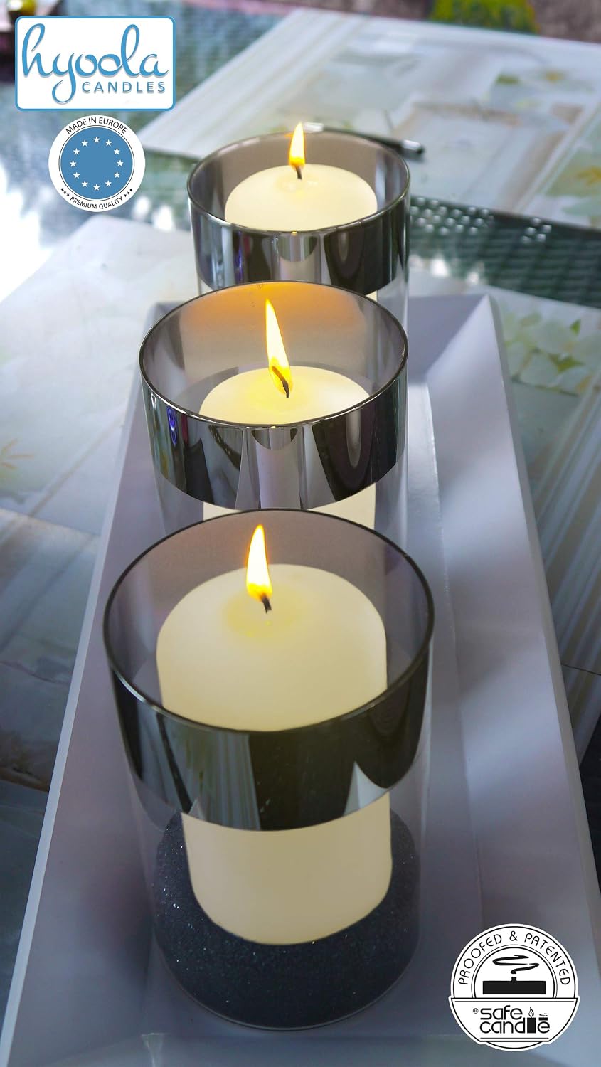 Hyoola Ivory Pillar Candles 2-inch x 4-inch - 24 Pack Unscented Bulk Pillar Candles - European Made