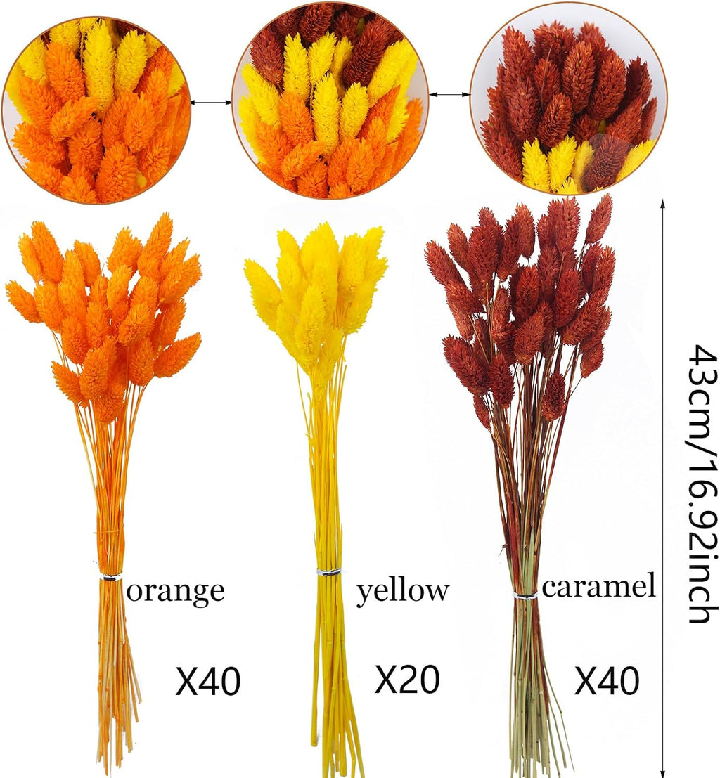 CISDUEO 100 Pcs Artificial Flower Fall Dried Flowers Decor Natural Dried Pampas Grass Fall Flower Bouquets Gem Grass Orange Yellow for Autumn Vase Filler Floral Arrangements Boho Home Table Wedding