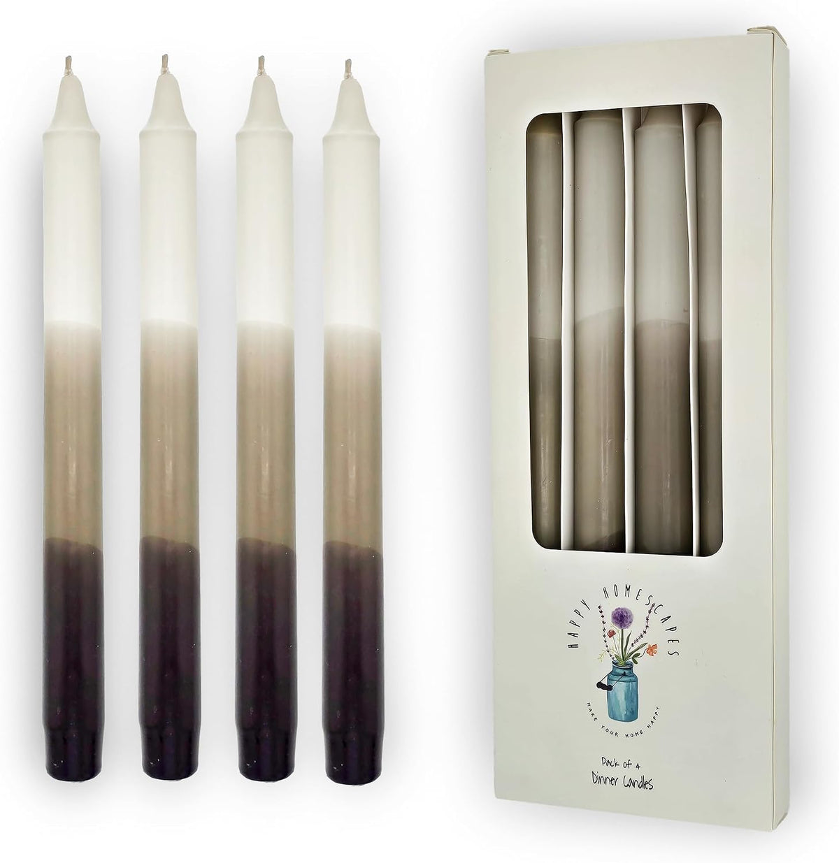 Premium Three-Tone Grey Taper Candles – 4-Pack Elegant Dripless & Smokeless Candle Sticks for All Seasons – Perfect for Autumn & Christmas Décor, Dinners, and Thoughtful Gifts