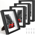 8x10 Shadow Box Picture Frame, 4-Pack Linen Back, with Mat, Black