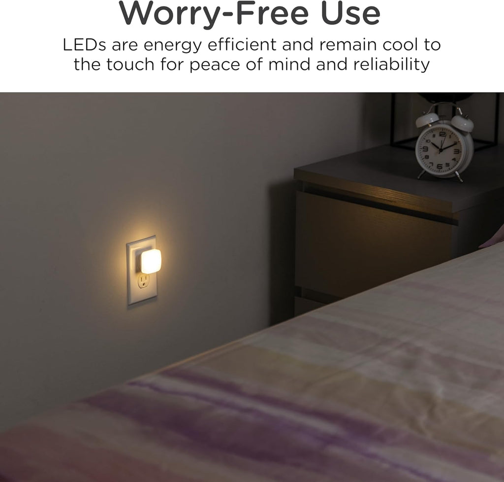 Lights By Night Mini Square LED Night Light, Plug in, Dusk to Dawn Sensor