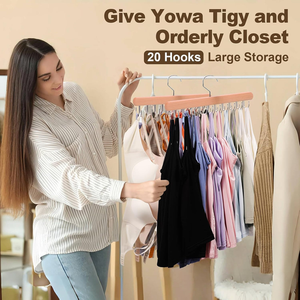 2 Pack Tank Top Hanger, Bra Hangers for Closet Organizer & Storage