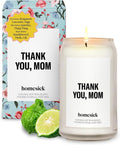 Homesick Thank You Mom Candle – 13.75 oz Scented Candle in Sage Sandalwood Soy Wax Blend, Non-Toxic, 80 Hr Burn with Organic Cotton Wick, Reusable Jar – Best Wedding & Engagement Gifts for Couples
