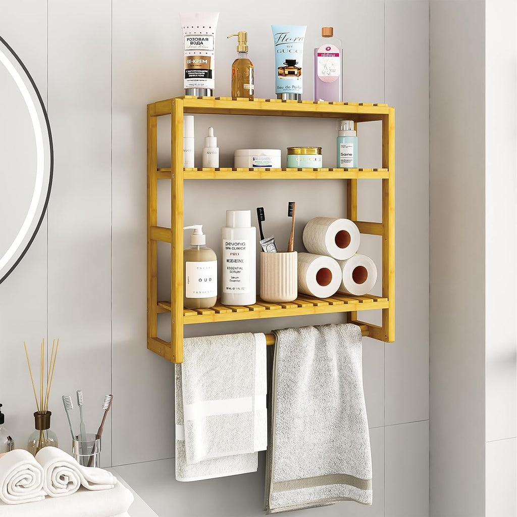 Galood Over The Toilet Storage Bathroom Shelves Wall Mounted 3 Tier Yellow