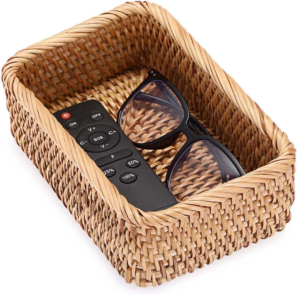 BTSKY Small Remote Basket for Coffee Table Entryway Living Room 7.9" x 5.1"