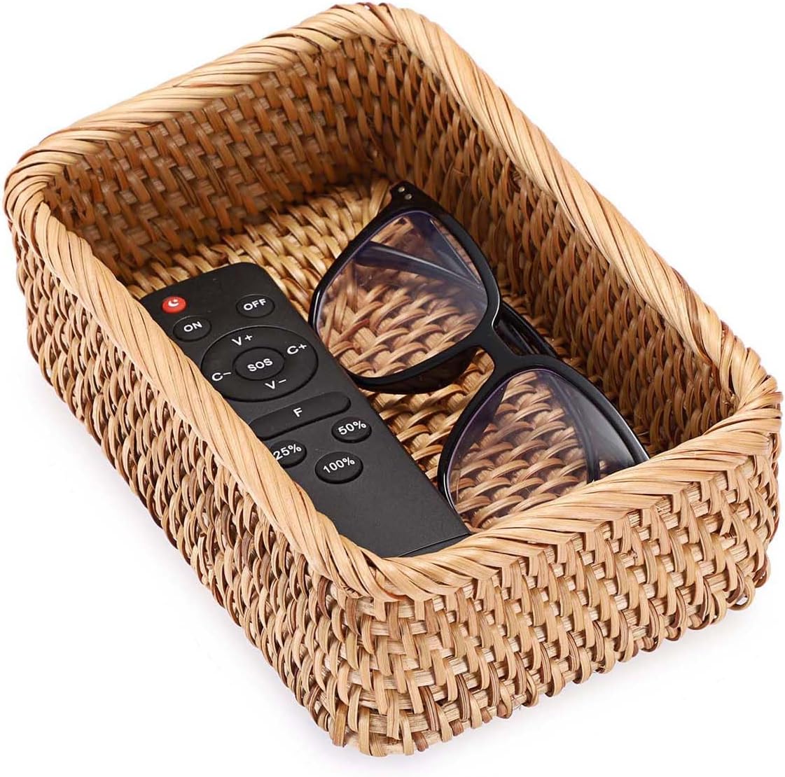 BTSKY Small Remote Basket for Coffee Table Entryway Living Room 7.9" x 5.1"
