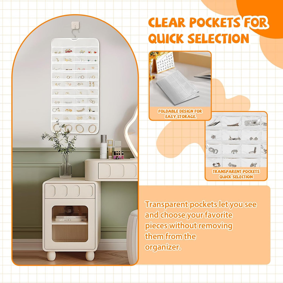 80 Pockets Hanging Jewelry Organizer