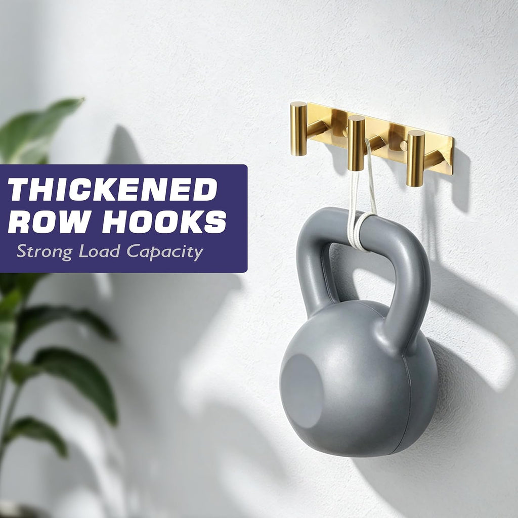 Alise Coat Hooks Hat and Coat Rack with 3 Hooks Wall Mounted,Brushed Gold