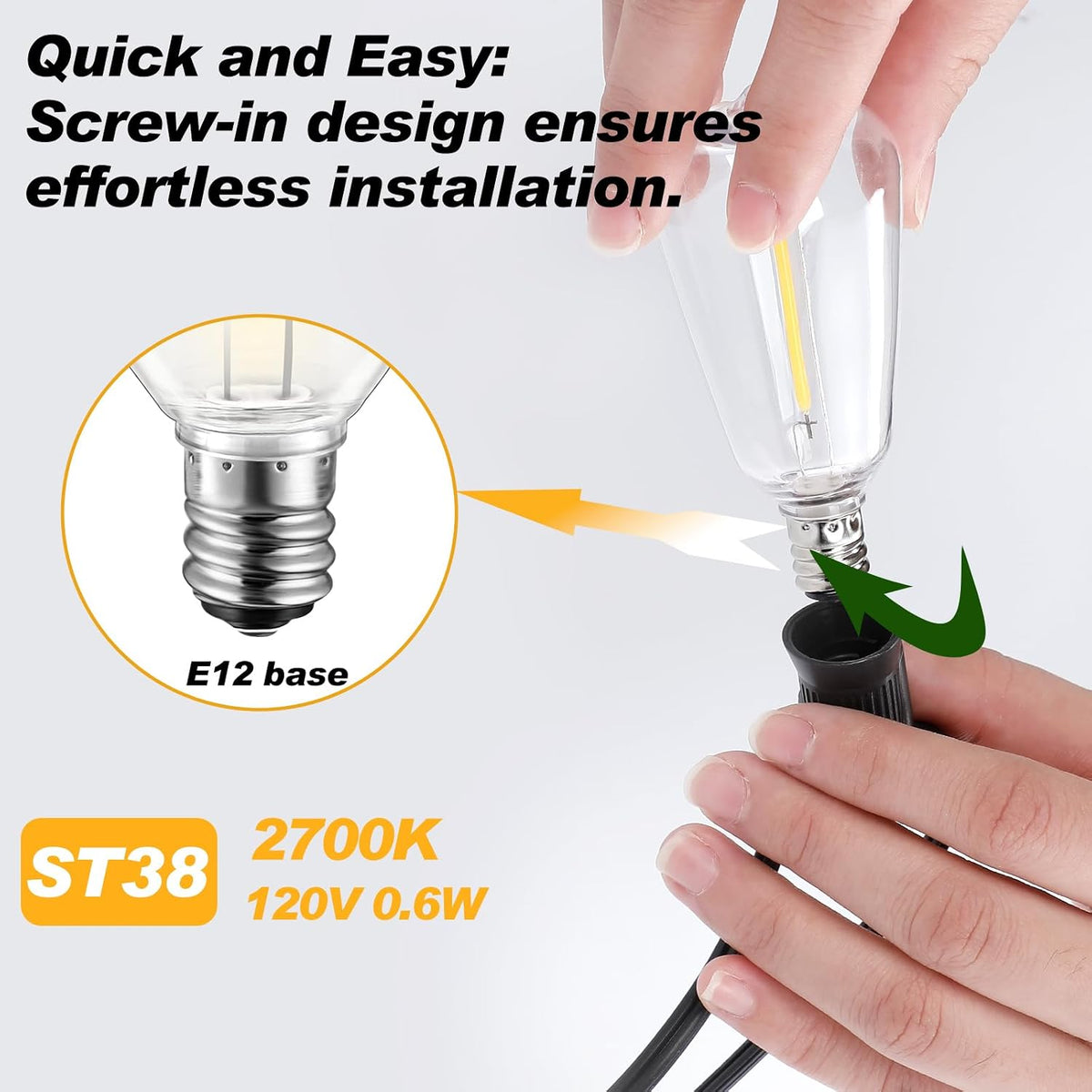 10Pk LED Replacement Light Bulbs, Shatterproof Plastic E17 LED Bulbs