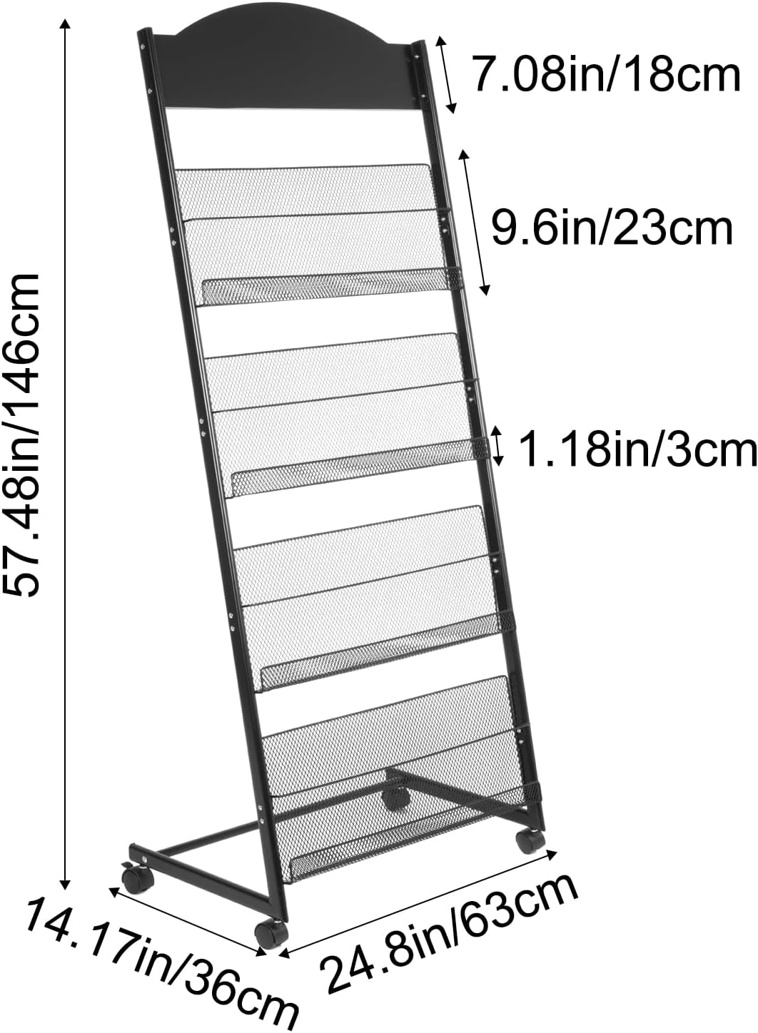 lesolar 4 Tier Floor-Standing Magazine Rack, Book Brochure Display Stand