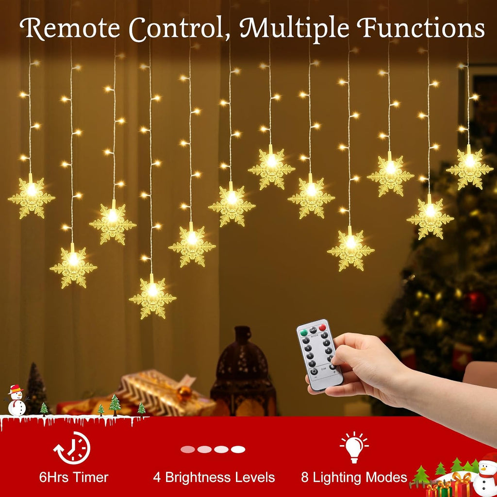 Lewondr 90 LED Christmas String Curtain Lights with 6H Timer & 8 Modes