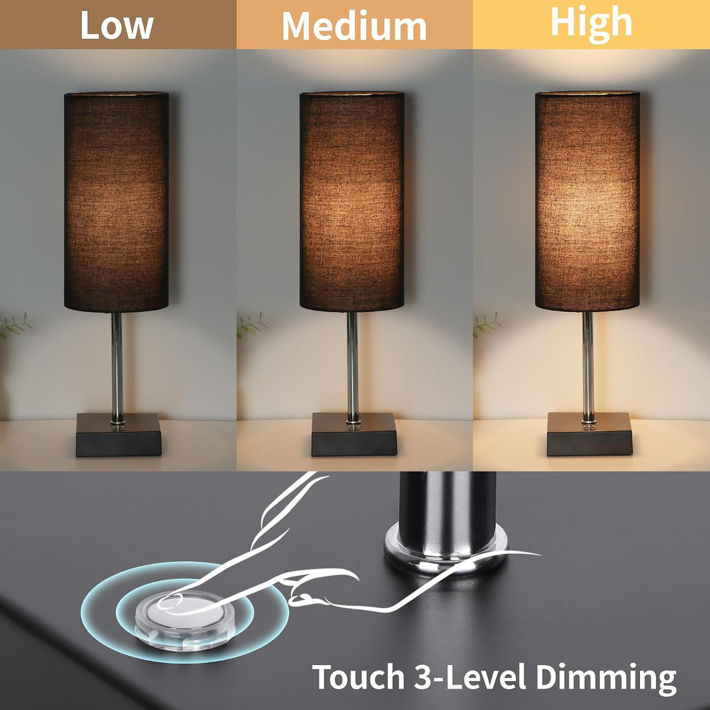 AVV Cordless Table Lamp with Dimmable, Rechargeable 3 Modes Battery Powered Bedside Lamp, Battery Operated Lamps for Night Stand, Touch Lamp for Bedroom, Living Room, Reading,15 Inch Black 2PK