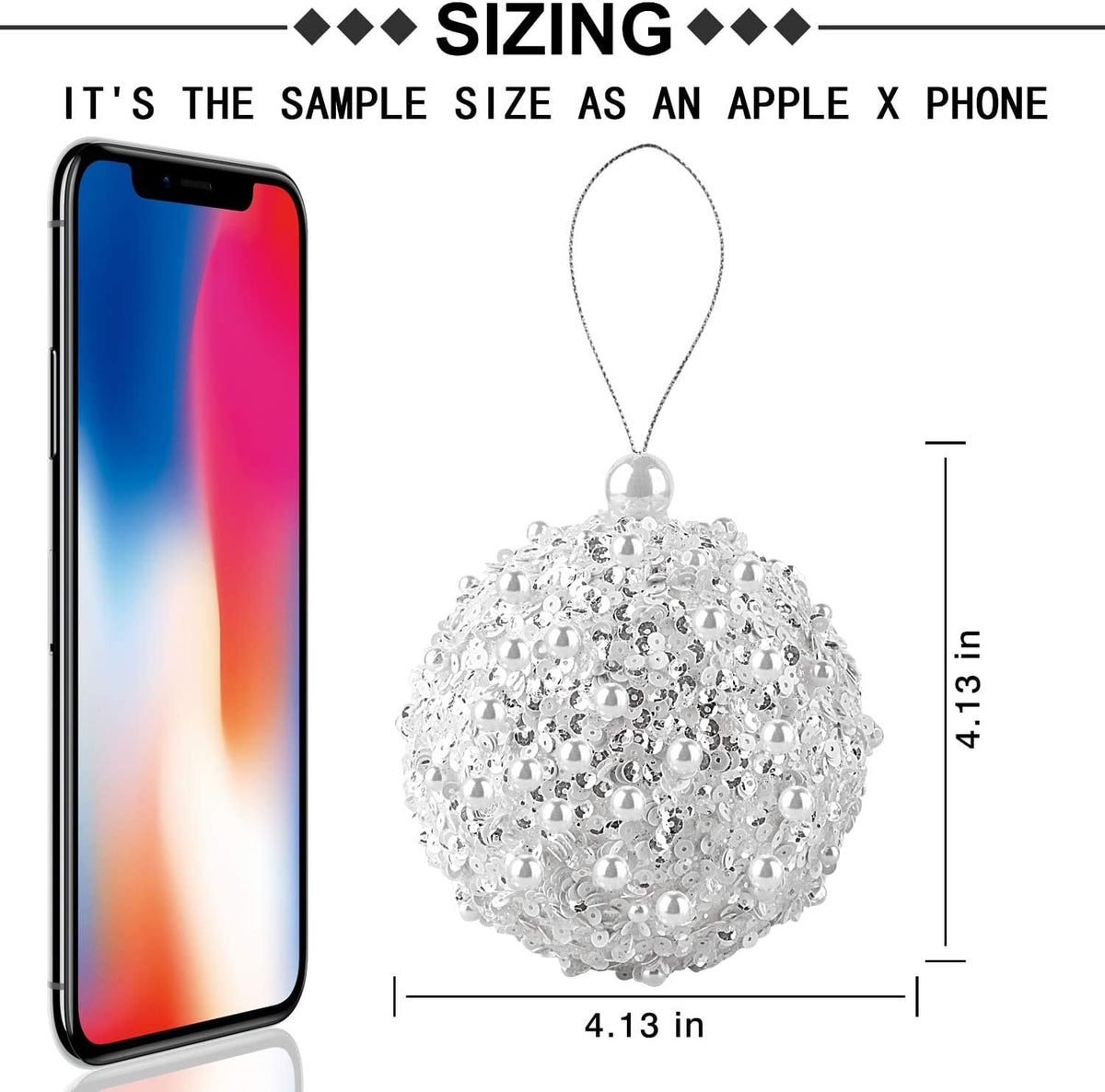 4.25" Christmas Ball Ornaments 4pc Set White Shatterproof Christmas Decorations Tree Balls for Xmas Trees Wedding Party Holiday Decorations Tabletop Small Trees Decoration (White)