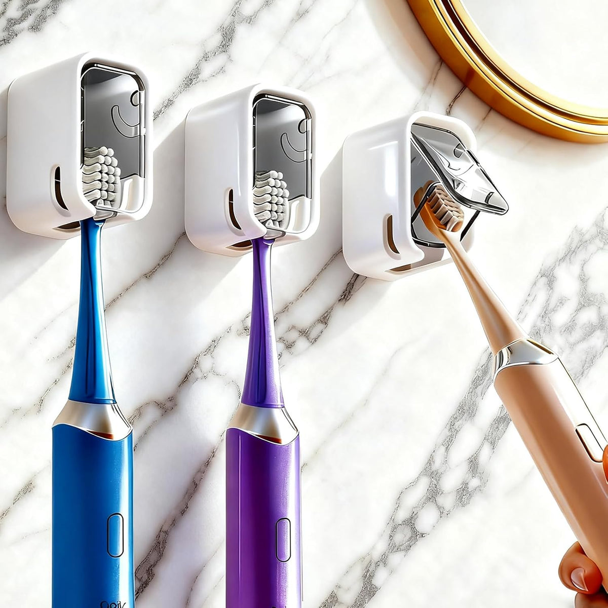 Toothbrush Holders for Bathroom - 3 Pack, Single Slot Space-Saving V2.0