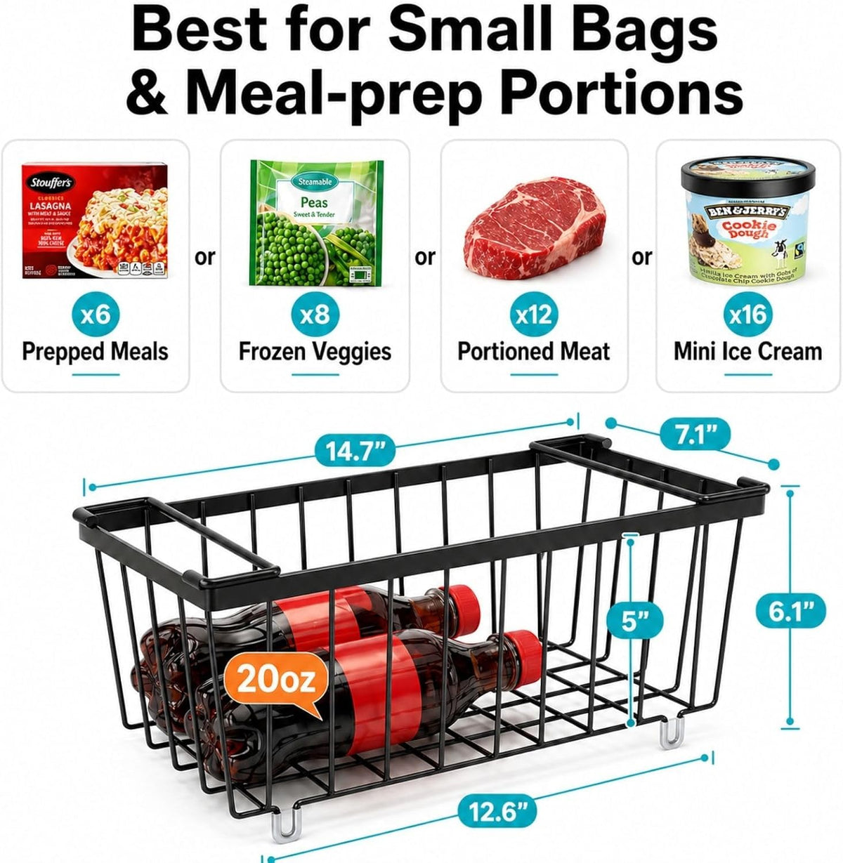iSPECLE Freezer Organizer Bins - Small Storage Baskets for 7 Cu.Ft, 4 Pack