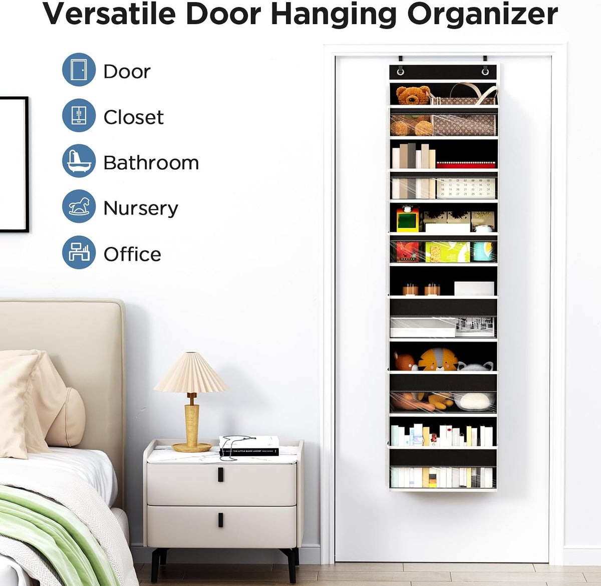 Over The Door Organizer 6 Tiers, Behind The Door Storage Hanging Shelves
