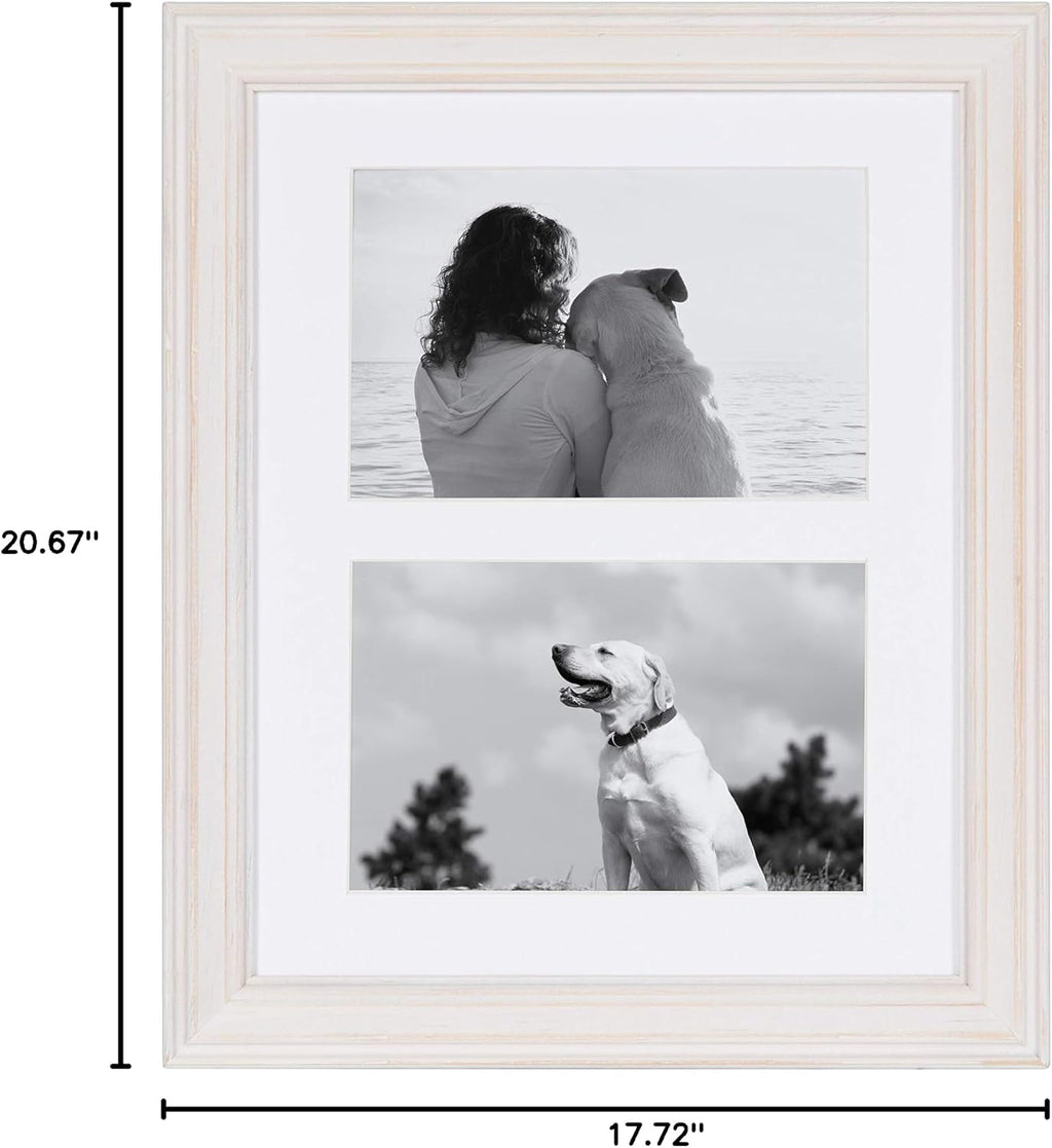 Kate and Laurel Bordeaux Modern Gallery Wall Kit, Set of 10 with Assorted Size Frames with White-Wash Finish