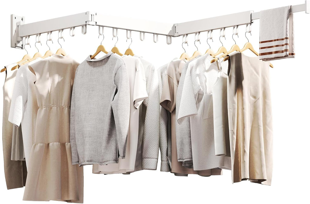 BOQORAD Wall Mounted Clothes Drying Rack, Collapsible & Retractable for Laundry