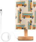 Retro School Bus LED Table Lamp with USB Port Rechargeable Lamps Bedroom Lamps for Nightstand Living Room Dorm Home Office Desk