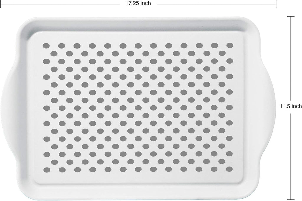 OGGI Anti Slip Serving Tray with Handles- White Rectangle Server - Ideal for Eating, Breakfast Tray, Food Tray, Appetizer, Serving