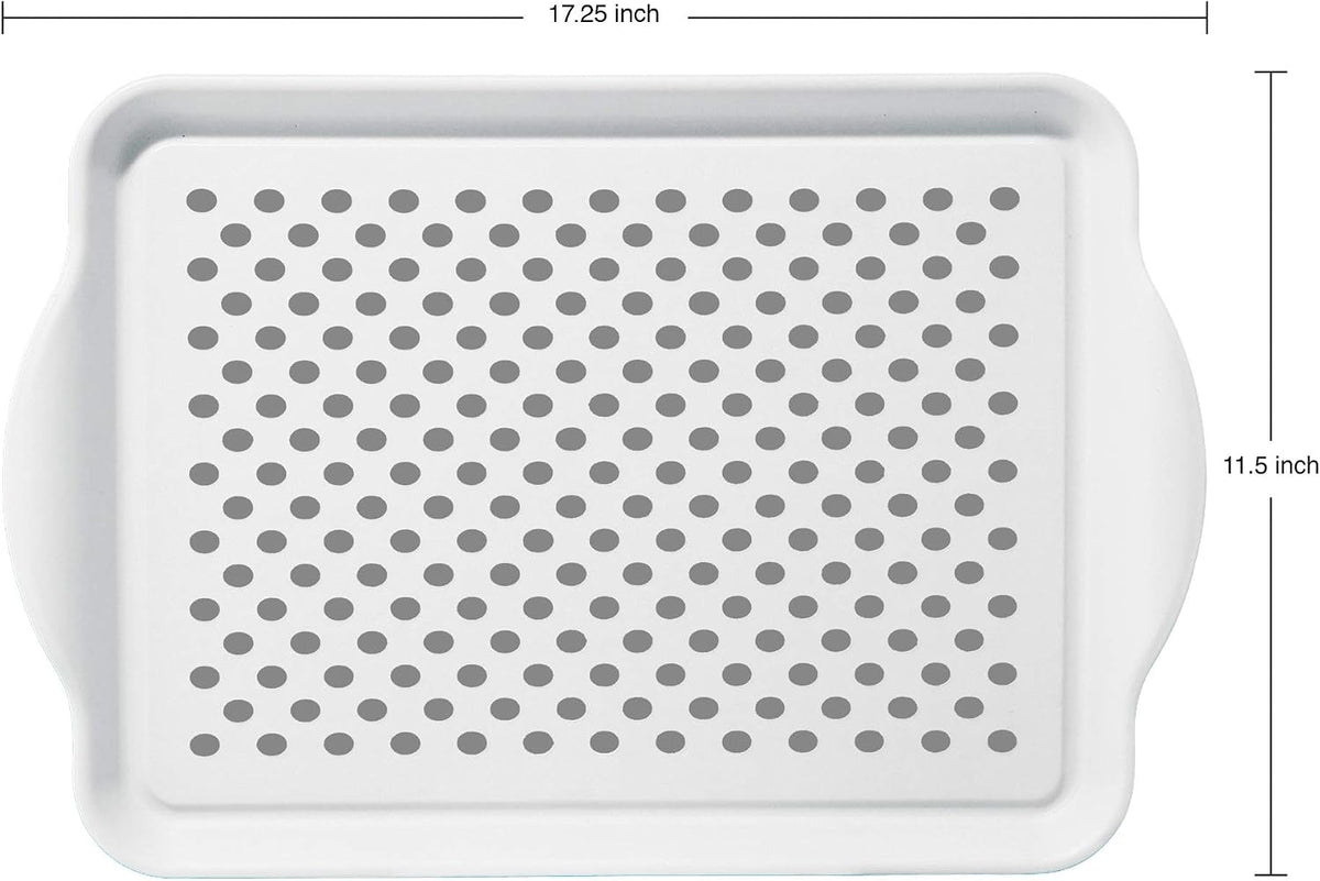 OGGI Anti Slip Serving Tray with Handles- White Rectangle Server - Ideal for Eating, Breakfast Tray, Food Tray, Appetizer, Serving