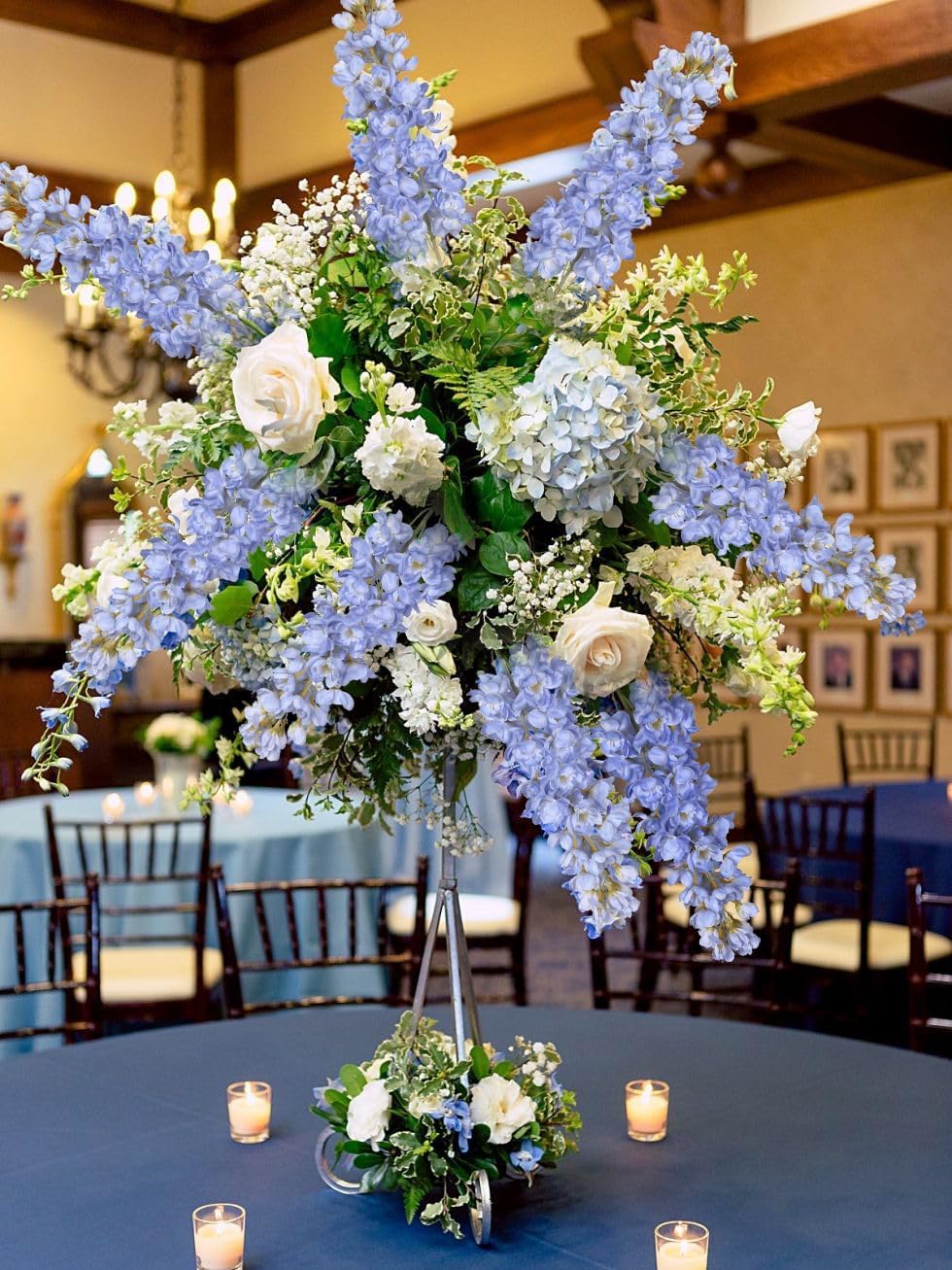 Blue Delphinium Artificial Flowers,5PCS Faux Larkspur Flowers 39" Long Stem Silk Flowers for Tall Vase Home Wedding Table Decor(Blue)