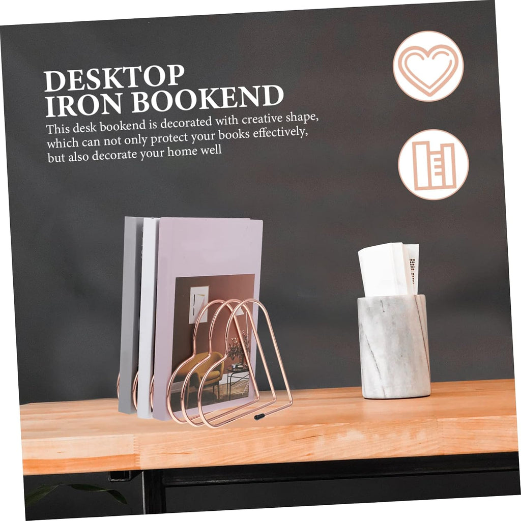 Ciieeo Bookend Book Shelves for Office Document Holder for Desk Heavy Duty Bookshelf Desktop Book Holder Metal Bookshelf Locker Decor Iron Rose Gold Household Book Holder Book Rack CD DVD