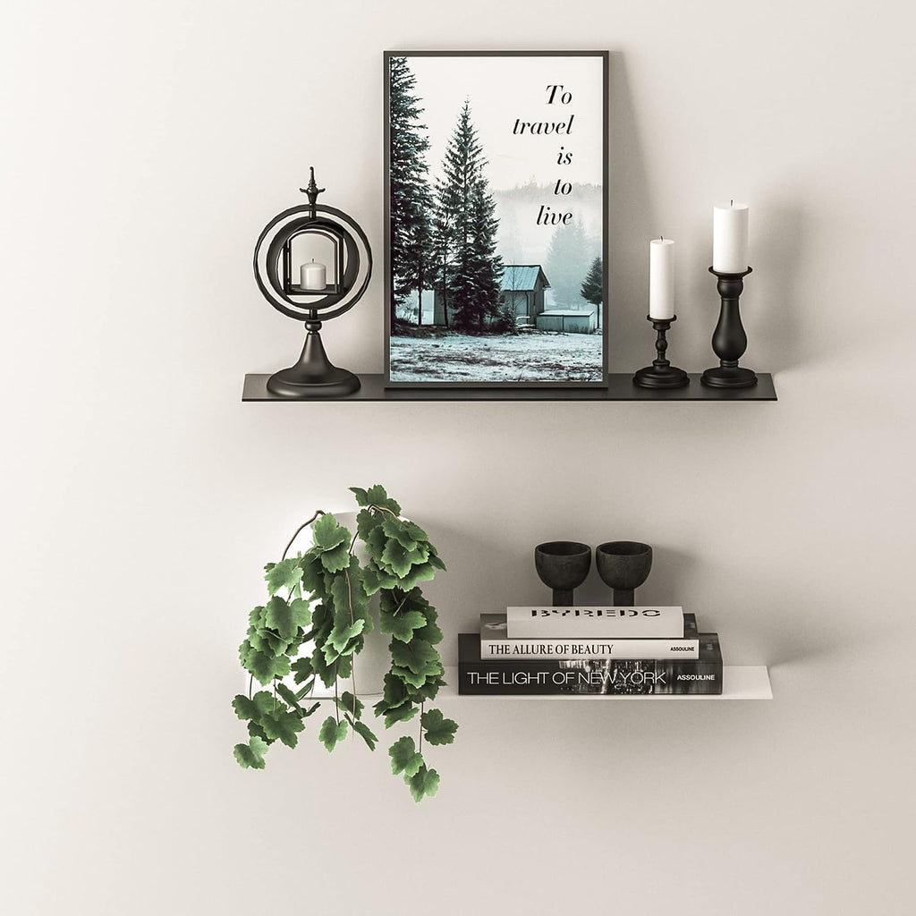 Modern Floating Shelf Wall Mounted Heavy Duty for Living Room Bedroom Bathroom, 12 Inch, White, 2 Pack