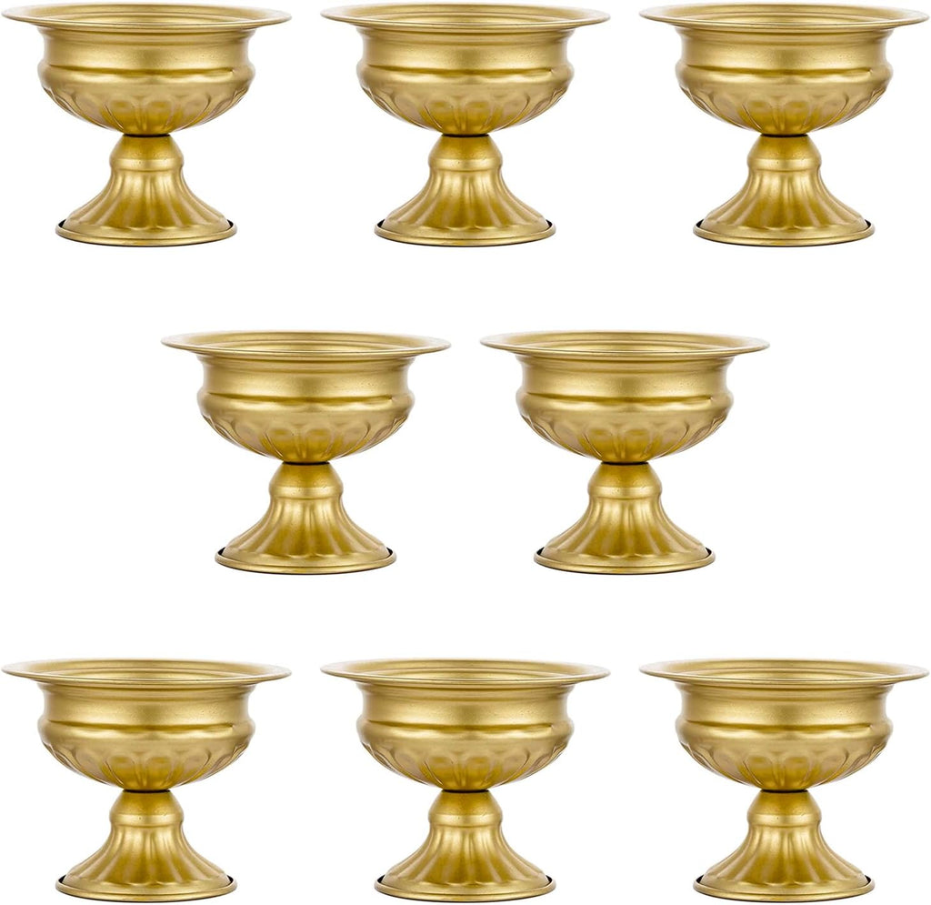 8Pcs Gold Compote Vases for Centerpieces, 4.7in Small Flower Vases