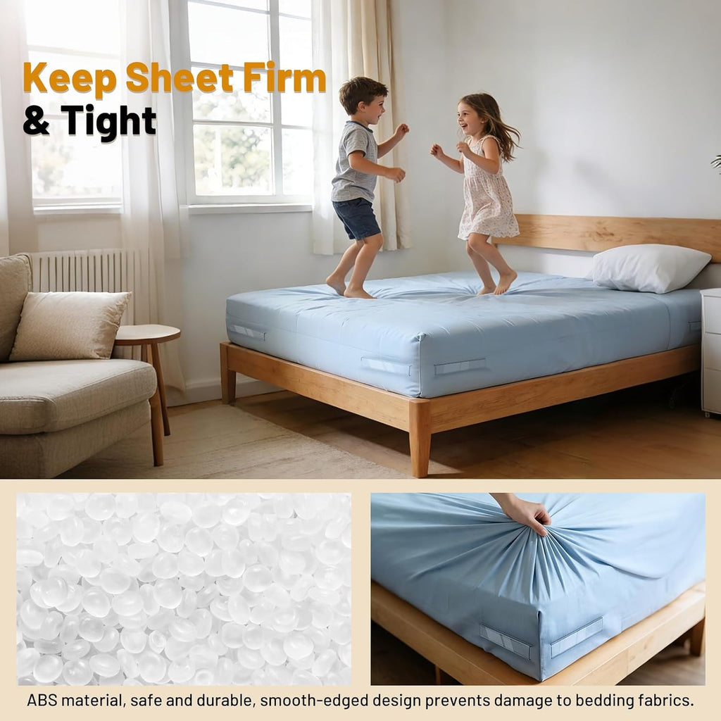 Bed Sheet Holders, Anti‑Slip Fasteners for King Queen Twin Beds, 4 Pack