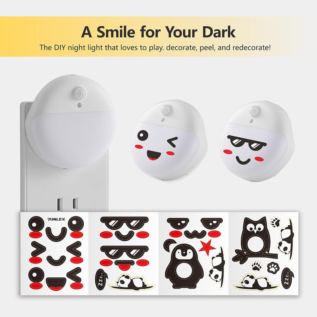 YUNLEX Red Night Lights Motion Sensor, Dimmable Plug in Nightlight, 2 Pack