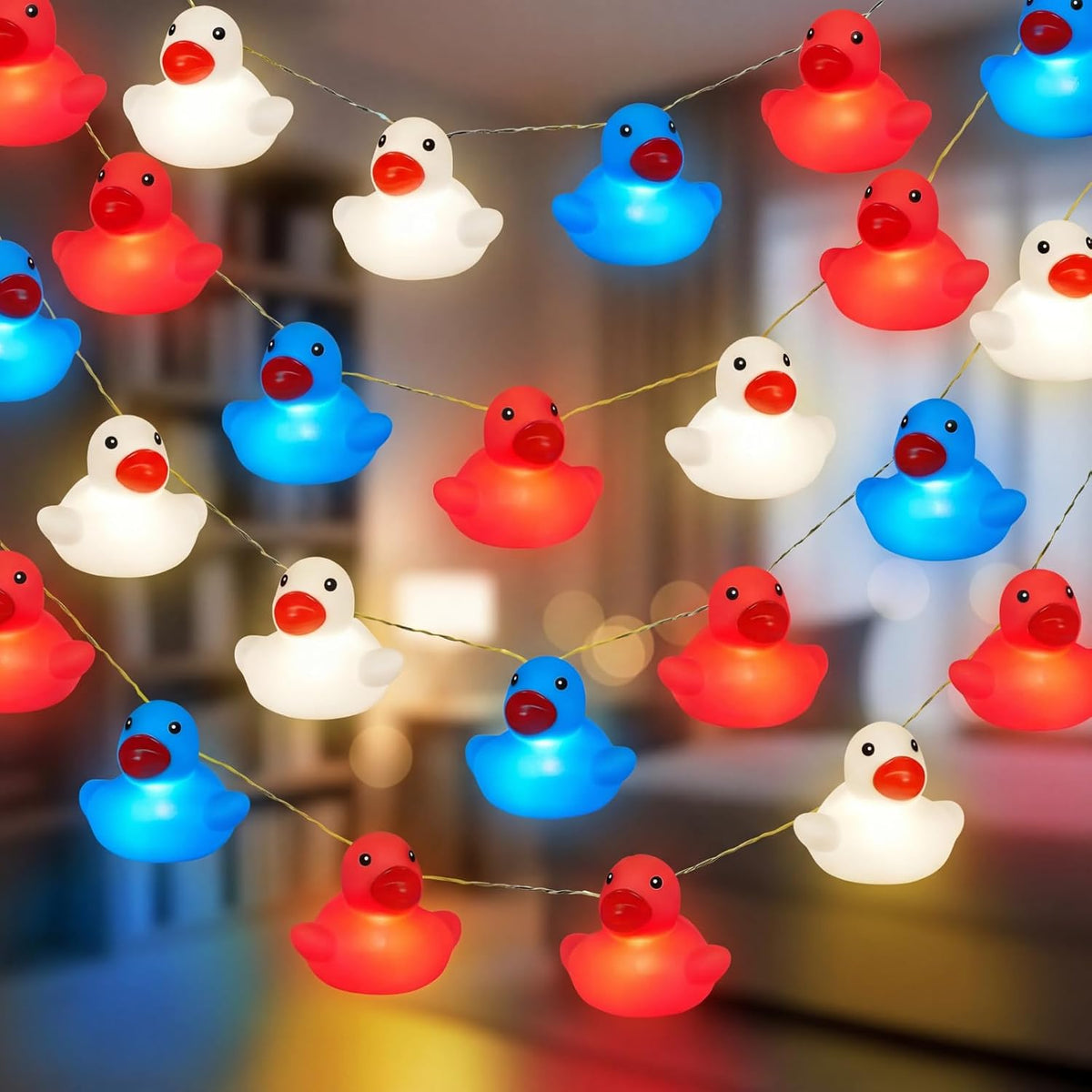 Deekin 1 Pcs Patriotic Rubber Duck String Light Battery Operated