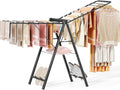 APEXCHASER Clothes Drying Rack, 67.3" L Height Adjustable, Foldable, Black