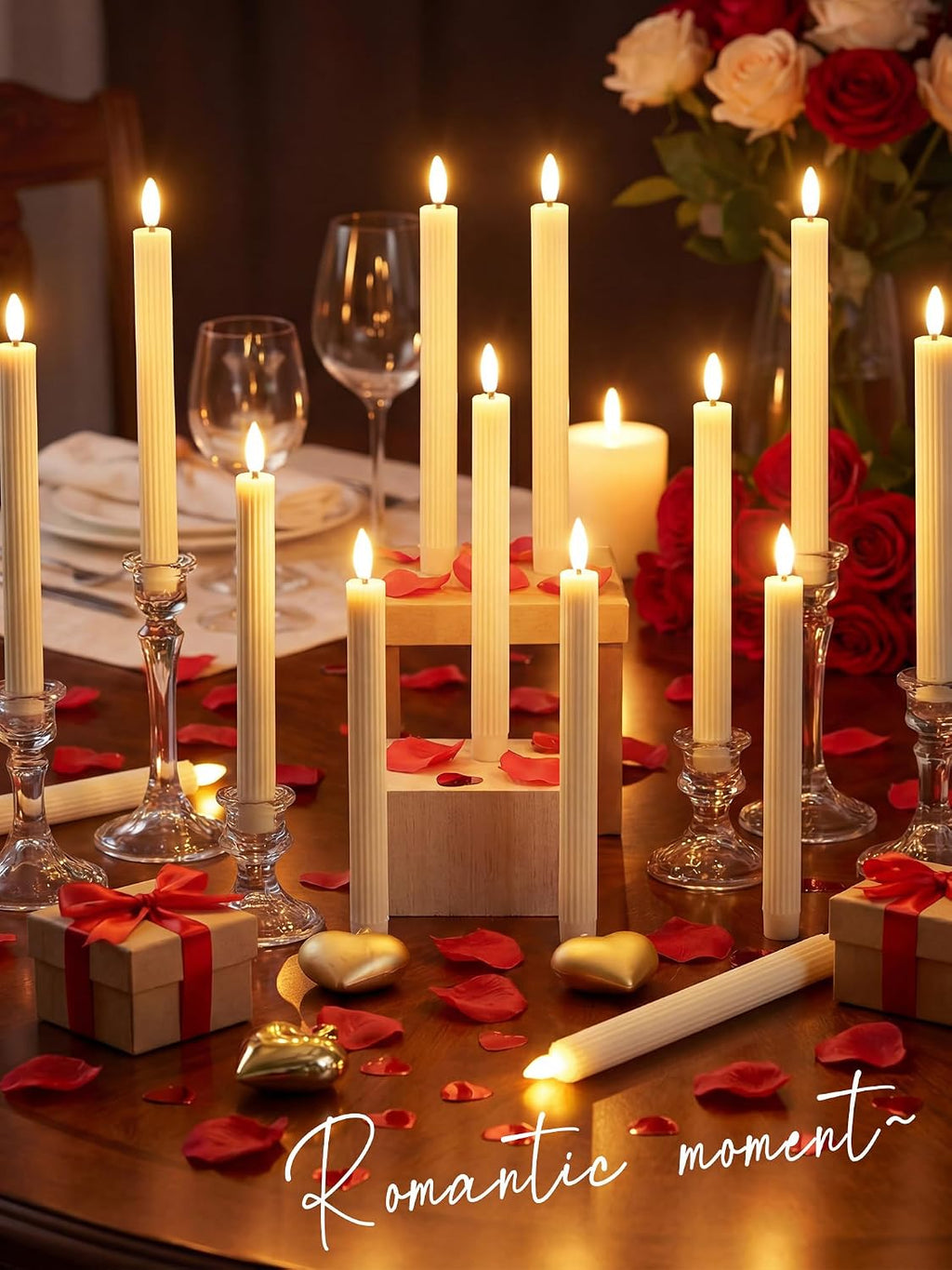 30 Pcs 10 Inch Flameless Taper Candles LED Candles Bulk,Elegant Style,Ivory