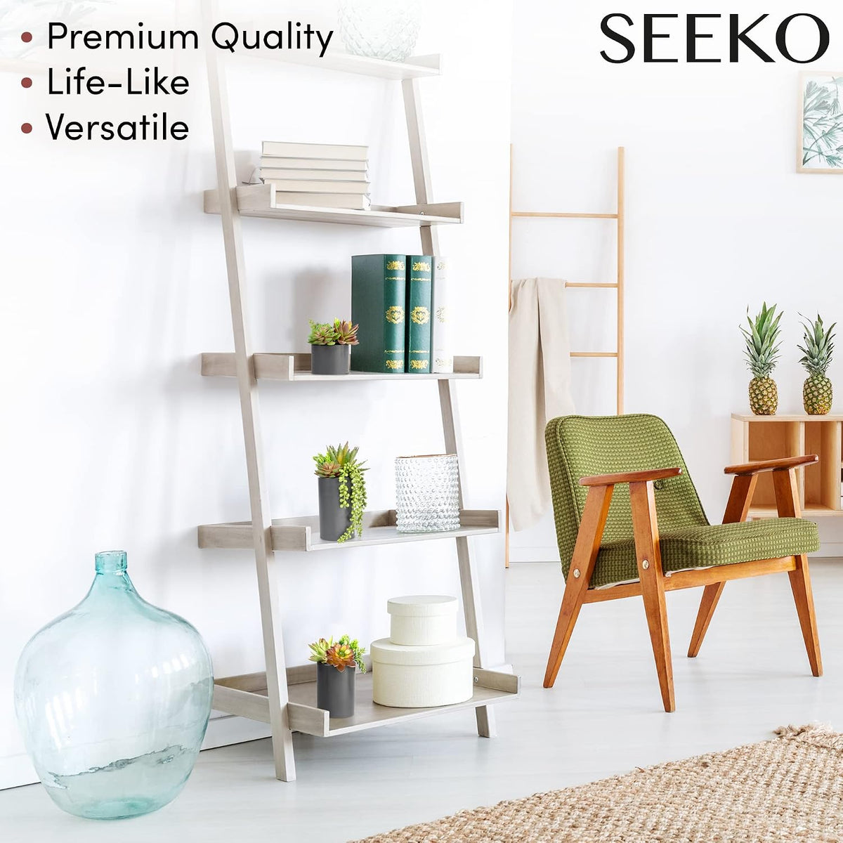SEEKO Succulents Plants Artificial in Ceramic Pots – Faux Office Plants
