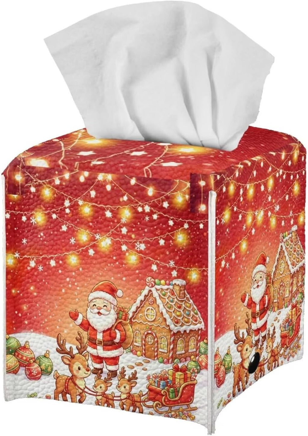 Tissue Box Cover Decorative Square Tissue Holder Santa Claus Deer