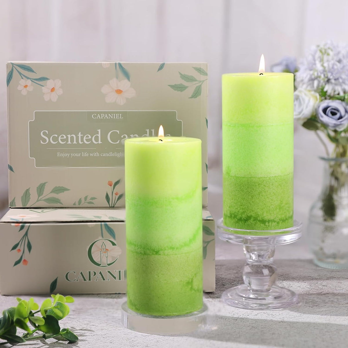 Sage & Citrus Scented Pillar Candles,2.8x6 Inch,70 Hour,3 Pack