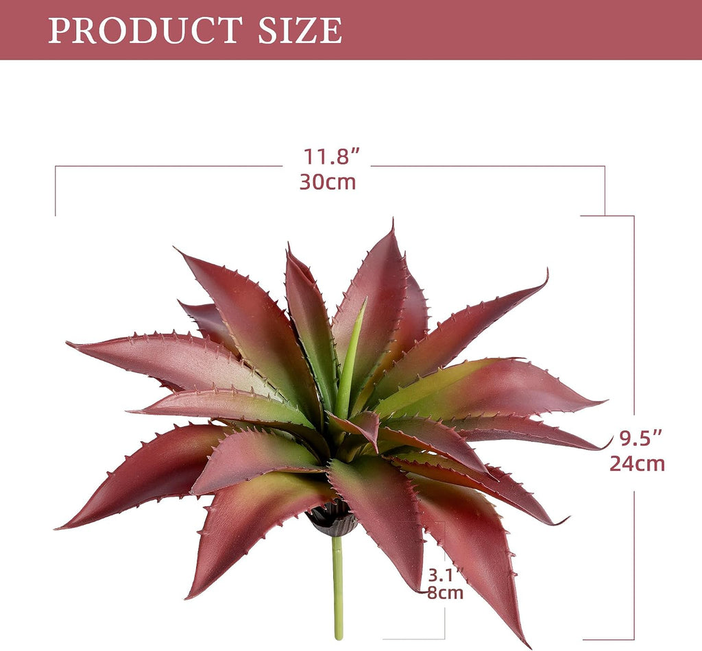 Artificial Succulents Fake Plants UV Resistant for Outdoor 2PC Red