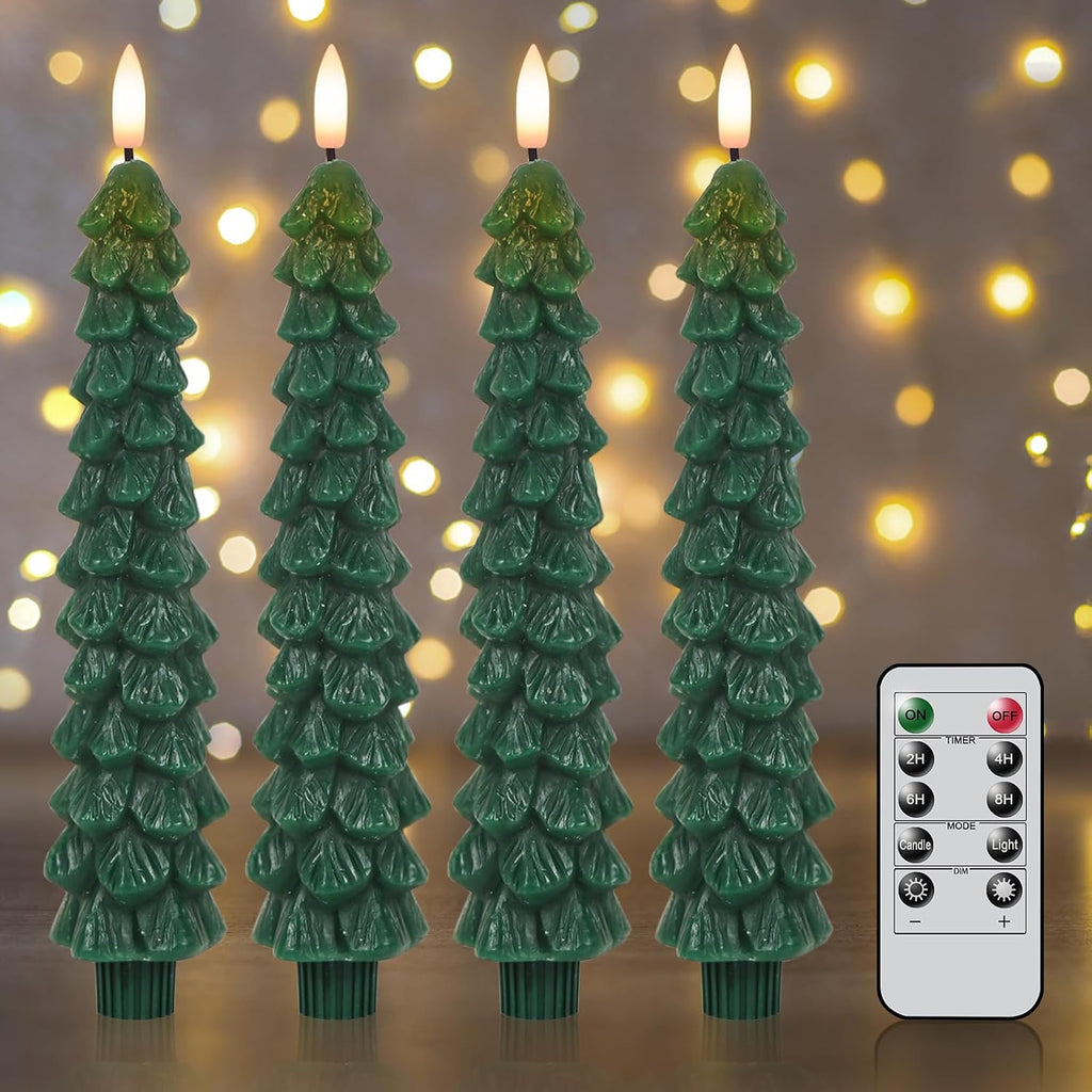 Eldnacele Christmas Tree Flameless LED Taper Candles with Remote and Timer