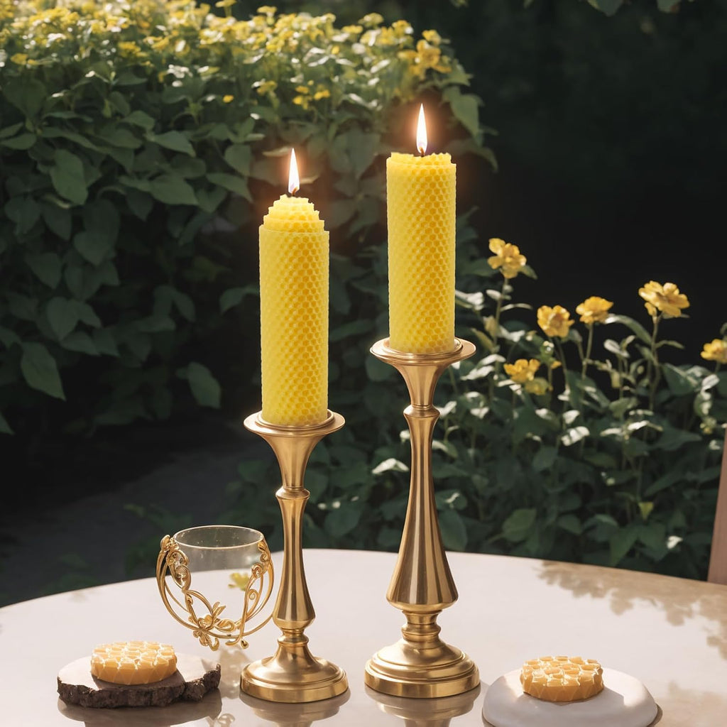 DEYBBY 1.5×6 inch Yellow Natural Beeswax Pillar Candles Set of 4