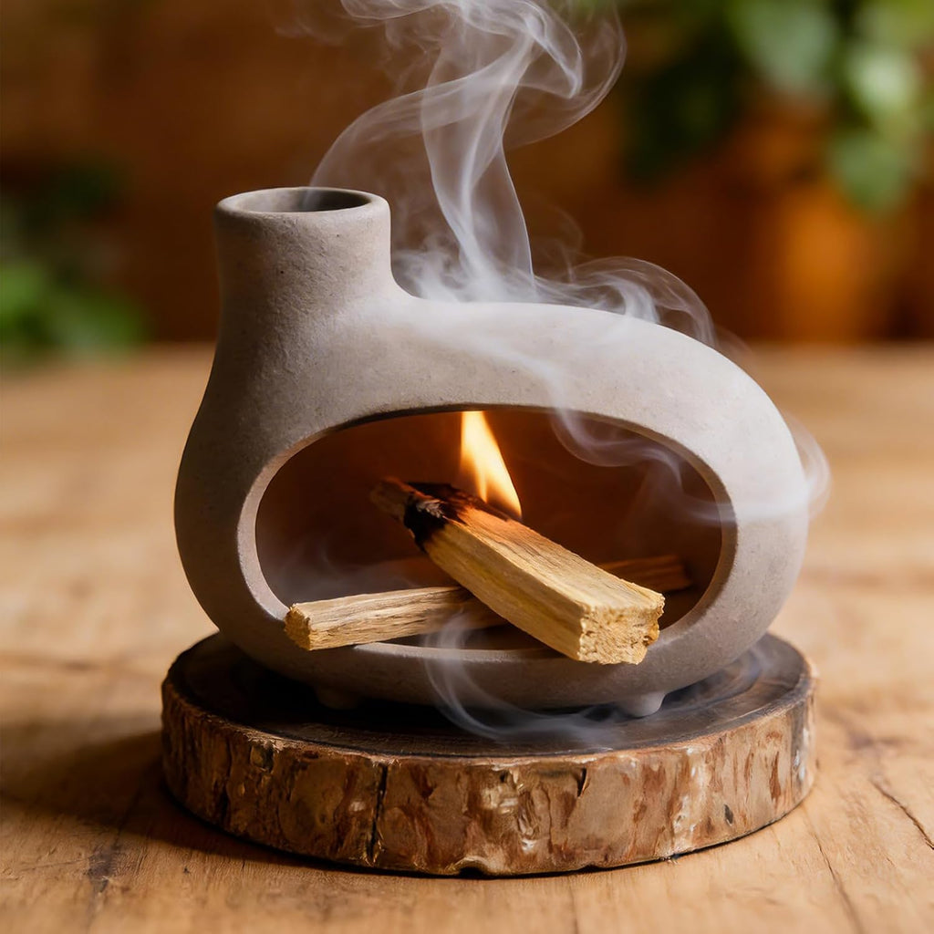 MOUGIGI Mini Chiminea Smudge Stick Holder, Sage and Palo Santo Holder Bowl