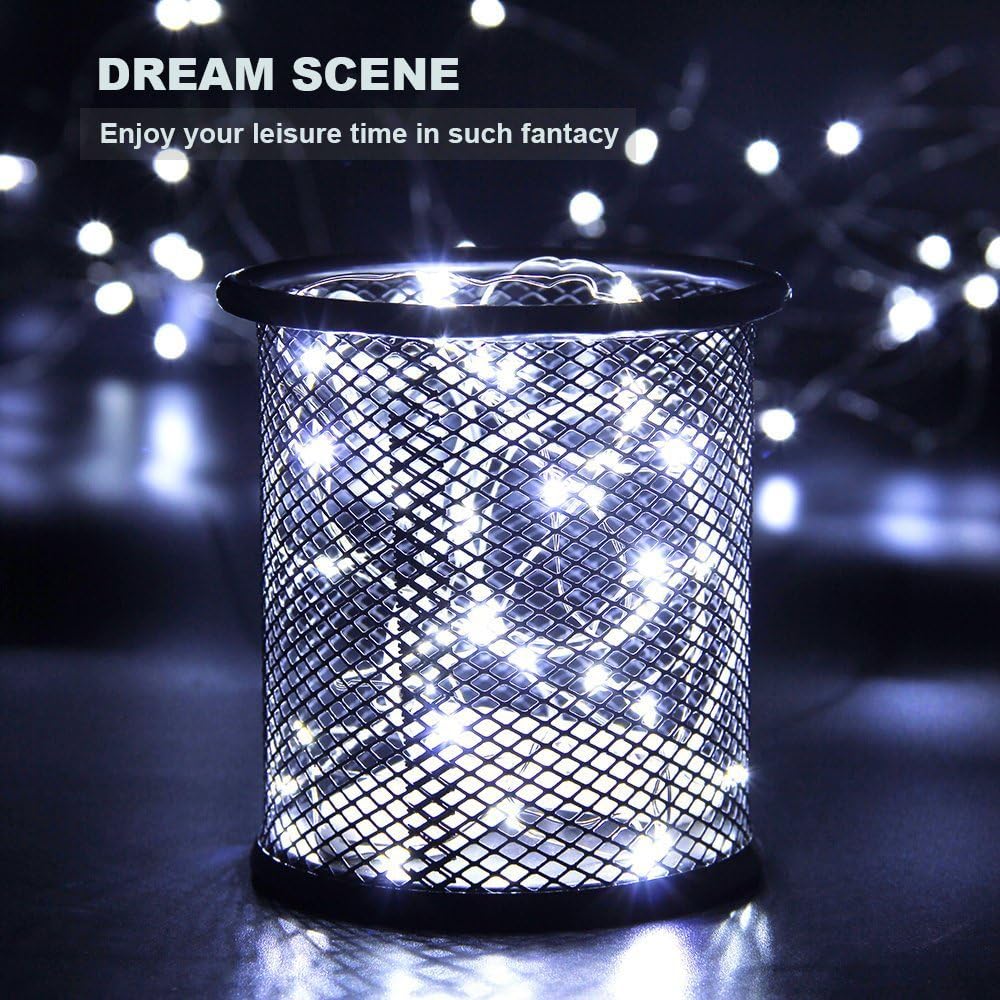 YKB 6 PCS LED Starry String Lights with 20 Mini LEDs on 3.3FT/1M Copper Wire, Fairy Lights Powered by 2xCR2032(Incl) Batteries, for Wedding Table Holiday Halloween Christmas Decorations, Cool White