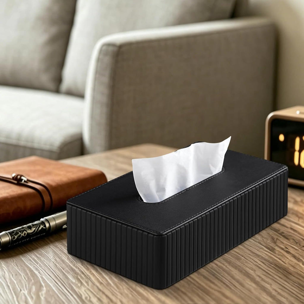 Short Tissue Box Cover, Rectangle Tissue Box Holder, Black