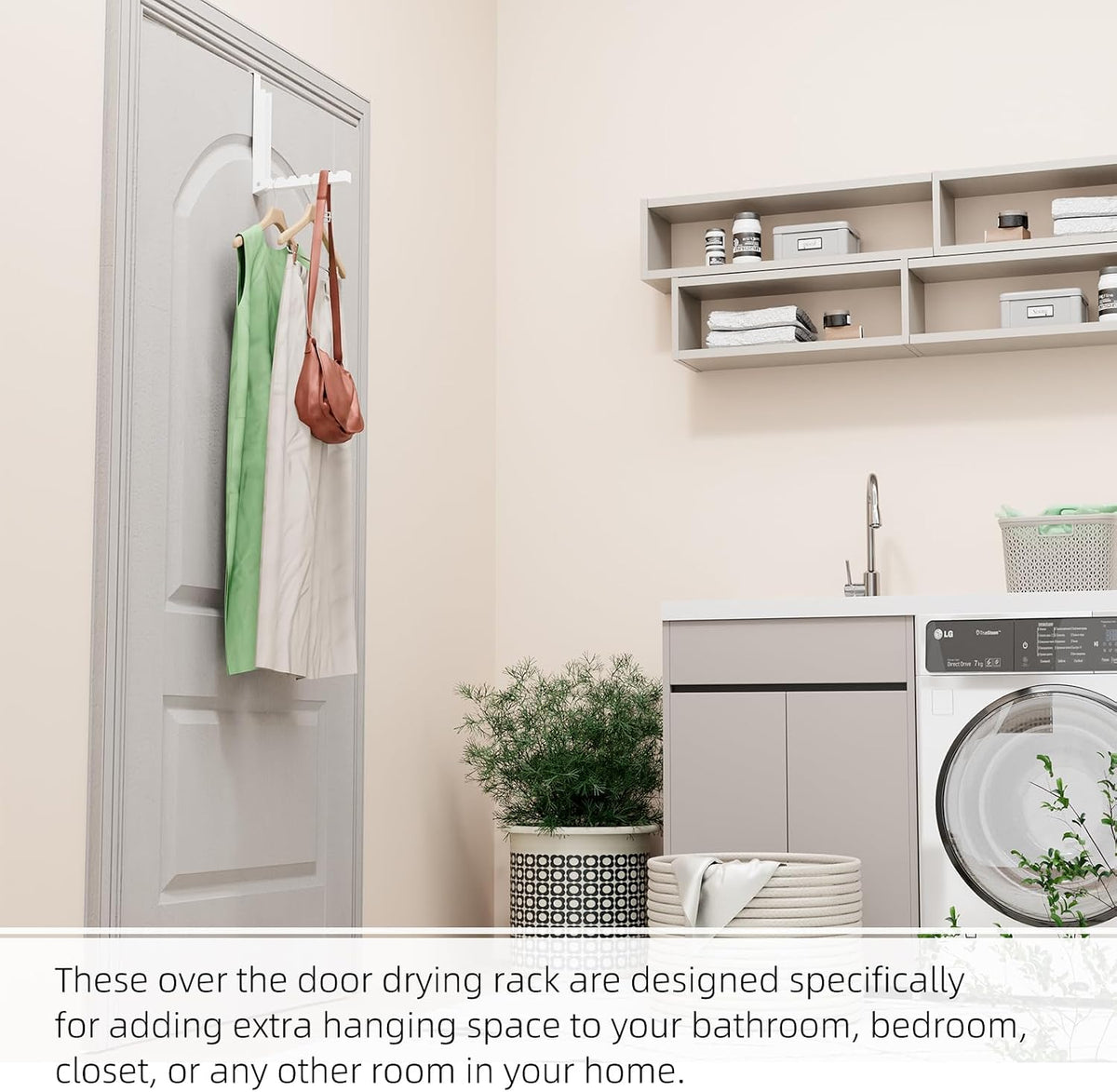 Over the Door Hook, Door Hooks for Hanging Towels, Bags,Coats,Umbrellas, Mirrors, Over Door Dual-Hook, Suitable for Bathrooms, Bedrooms, Laundry Rooms, Kitchens, Storage Rooms (White-2-BK)