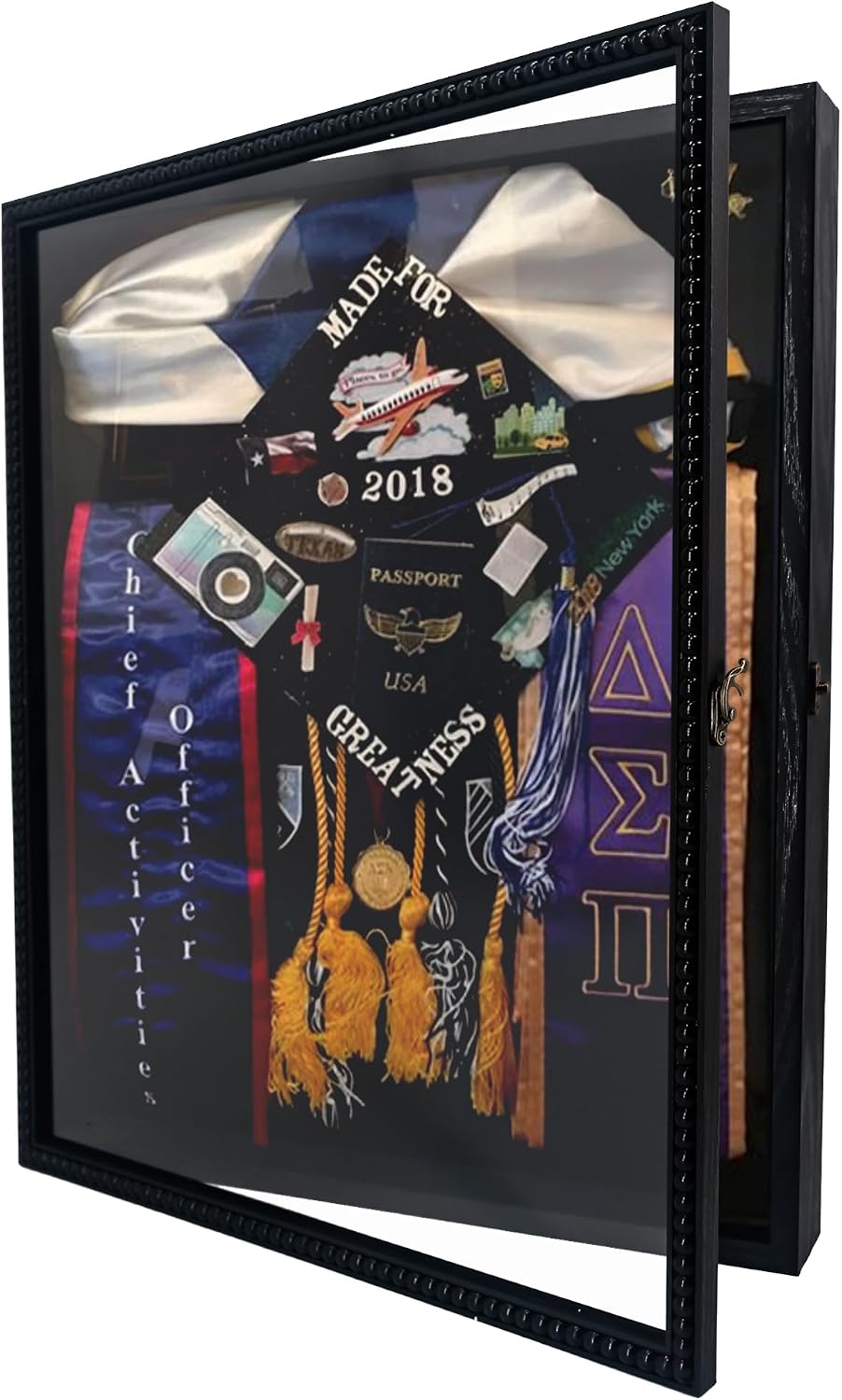 Beaded Shadow Box Frame 16x20, Black Wedding Keepsake Memory Display Case