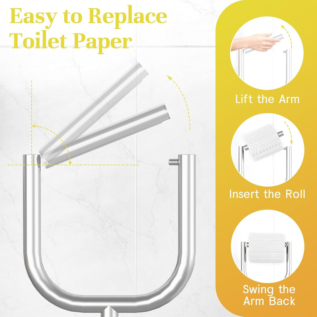 Stainless Steel Freestanding Toilet Paper Holder with 3 lb Base